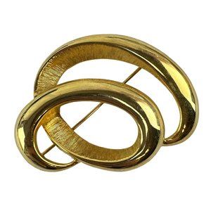 Vintage Tana Gold Tone Brooch Swirl